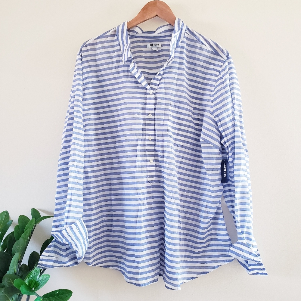 Old NAVY BNWT Cotton Striped Long Sleeve Tunic Blouse - XXL